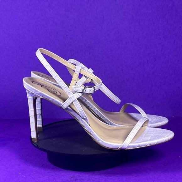 Sam Edelman Doran Misty Lilac Croc Strappy Heeled Sandal Women's Size 10-NEW - Picture 1 of 7